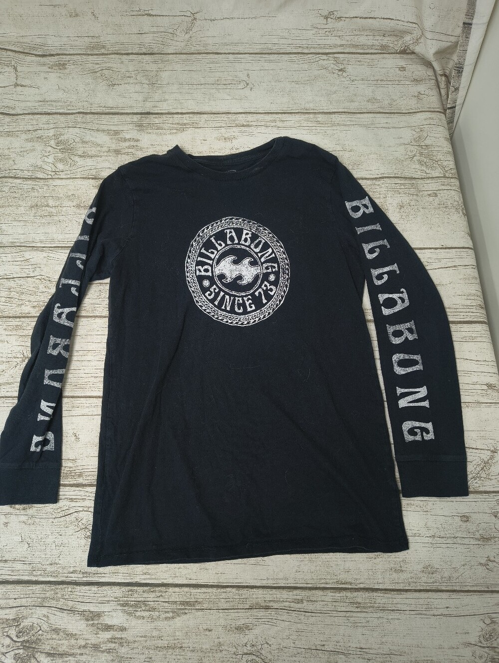 Billabong Black Long Sleeve Large Logo Spell Out Size Men Large